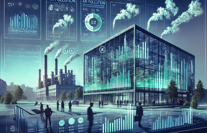 Eine Fabrik mit einem Glasgebäude zur Darstellung der Transparenz