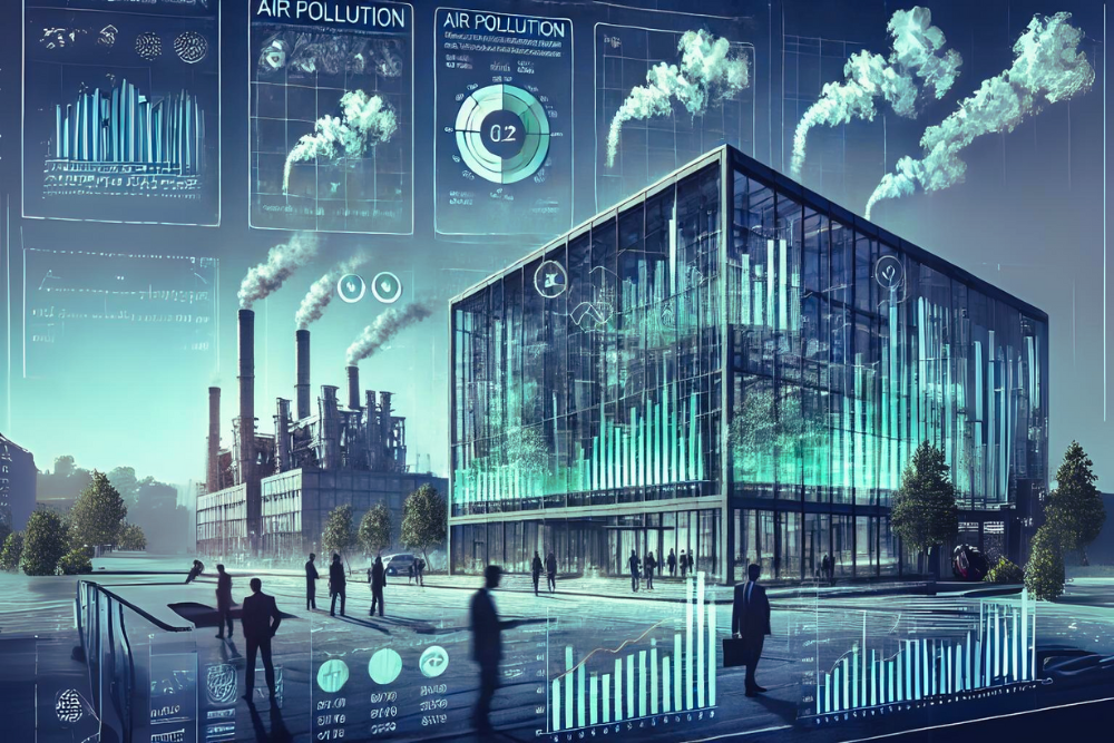 Eine Fabrik mit einem Glasgebäude zur Darstellung der Transparenz